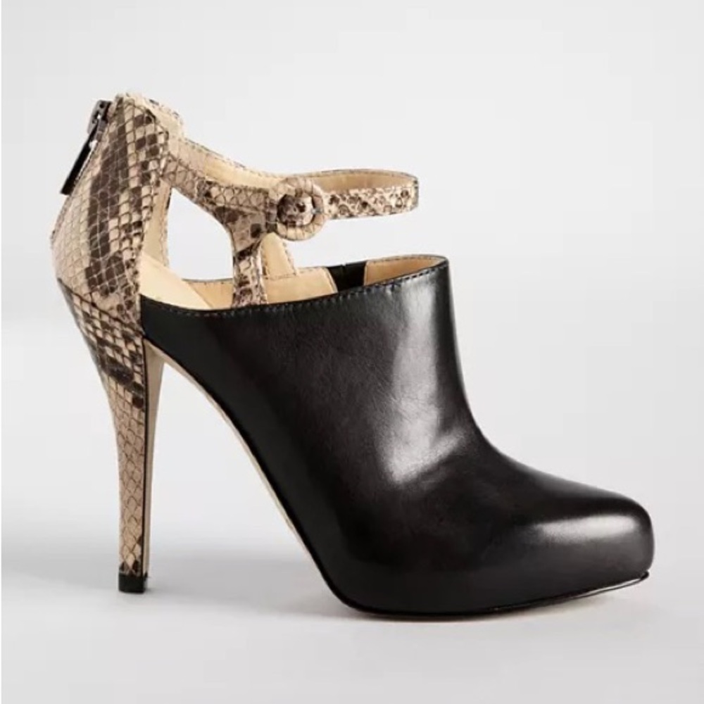 Enzo Angliolini leather stiletto bootie snake skin